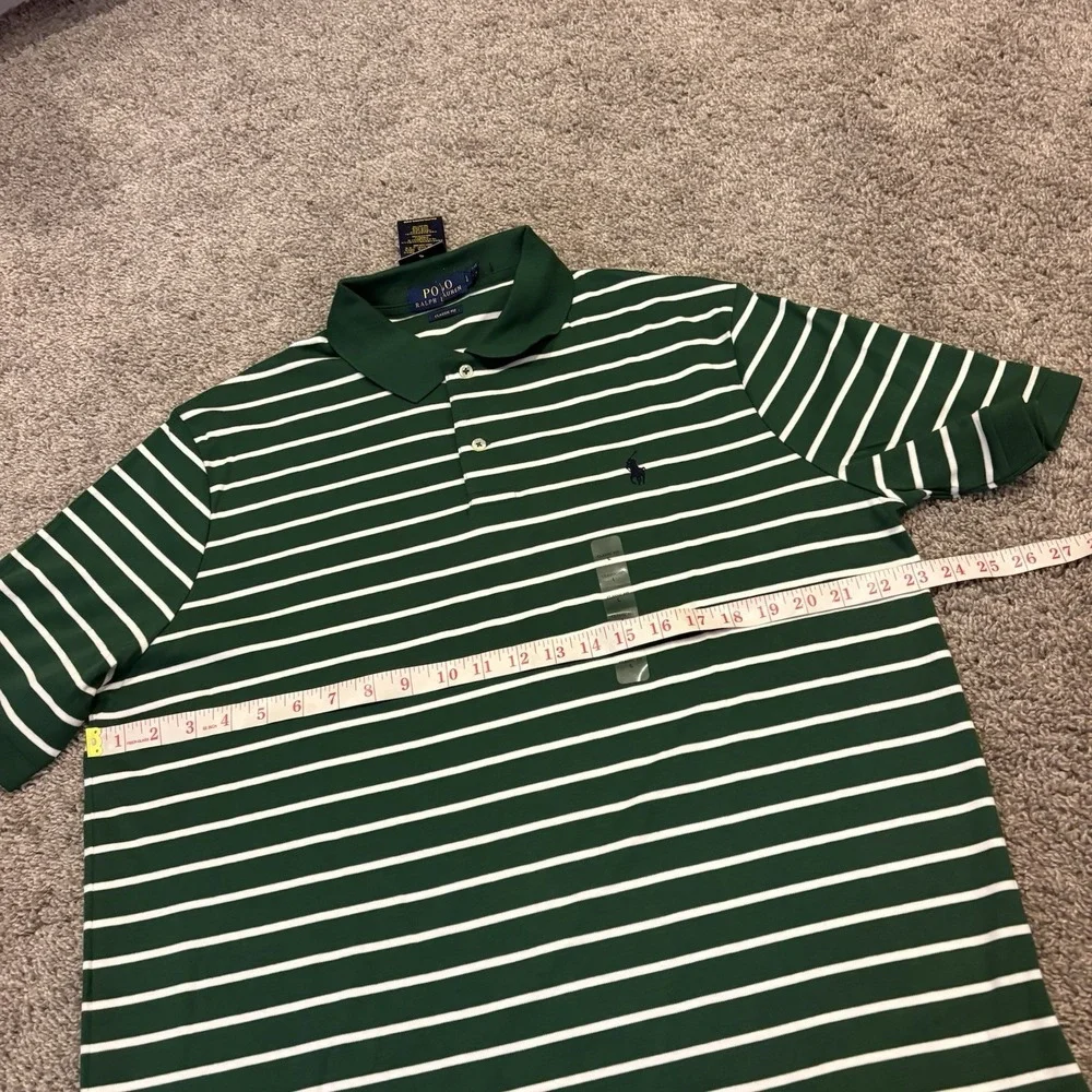 LOT OF 2 NEW Polo Ralph Lauren Men's L Classic Fit Stripe Polo Shirt Black Green
